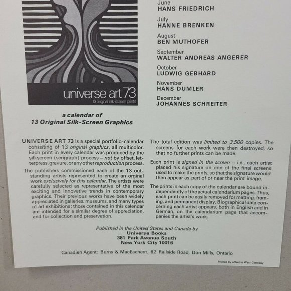 Vtg 70s Silkscreen Poster 1973 Callander page Johannes Schreiter Print Art 23x16 - Picture 11 of 12